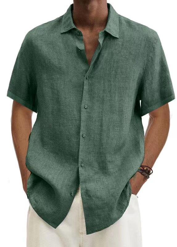 Men's Short Sleeve Cotton and Linen Shirt - Luca