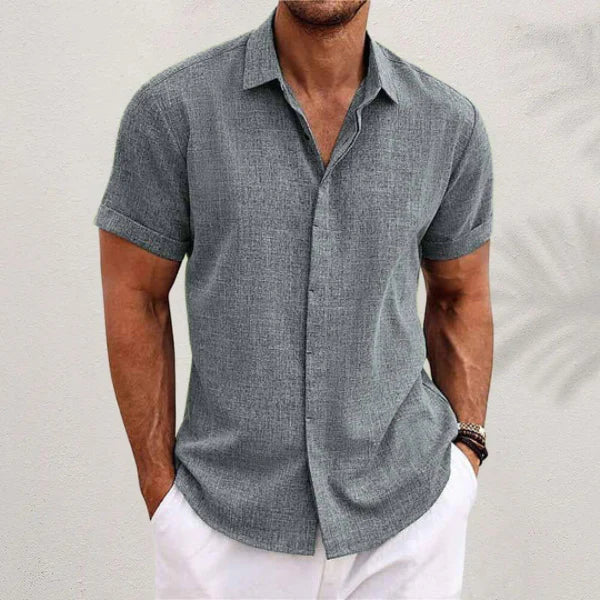 Men's Short Sleeve Cotton and Linen Shirt - Luca