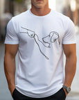 Men's T-shirt with Round Neck and Funny Print of Dog and Fist - Carl