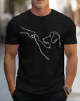 Men's T-shirt with Round Neck and Funny Print of Dog and Fist - Carl