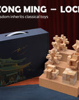 MindPuzzle - Wooden Brain Teaser Gift Set with 6 Kongming Lock Puzzles