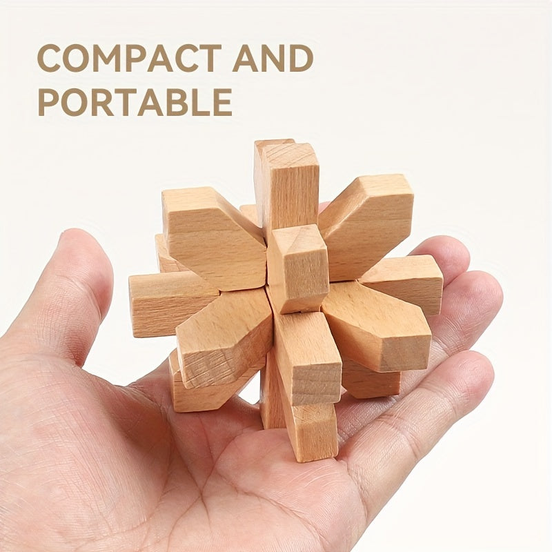 MindPuzzle - Wooden Brain Teaser Gift Set with 6 Kongming Lock Puzzles