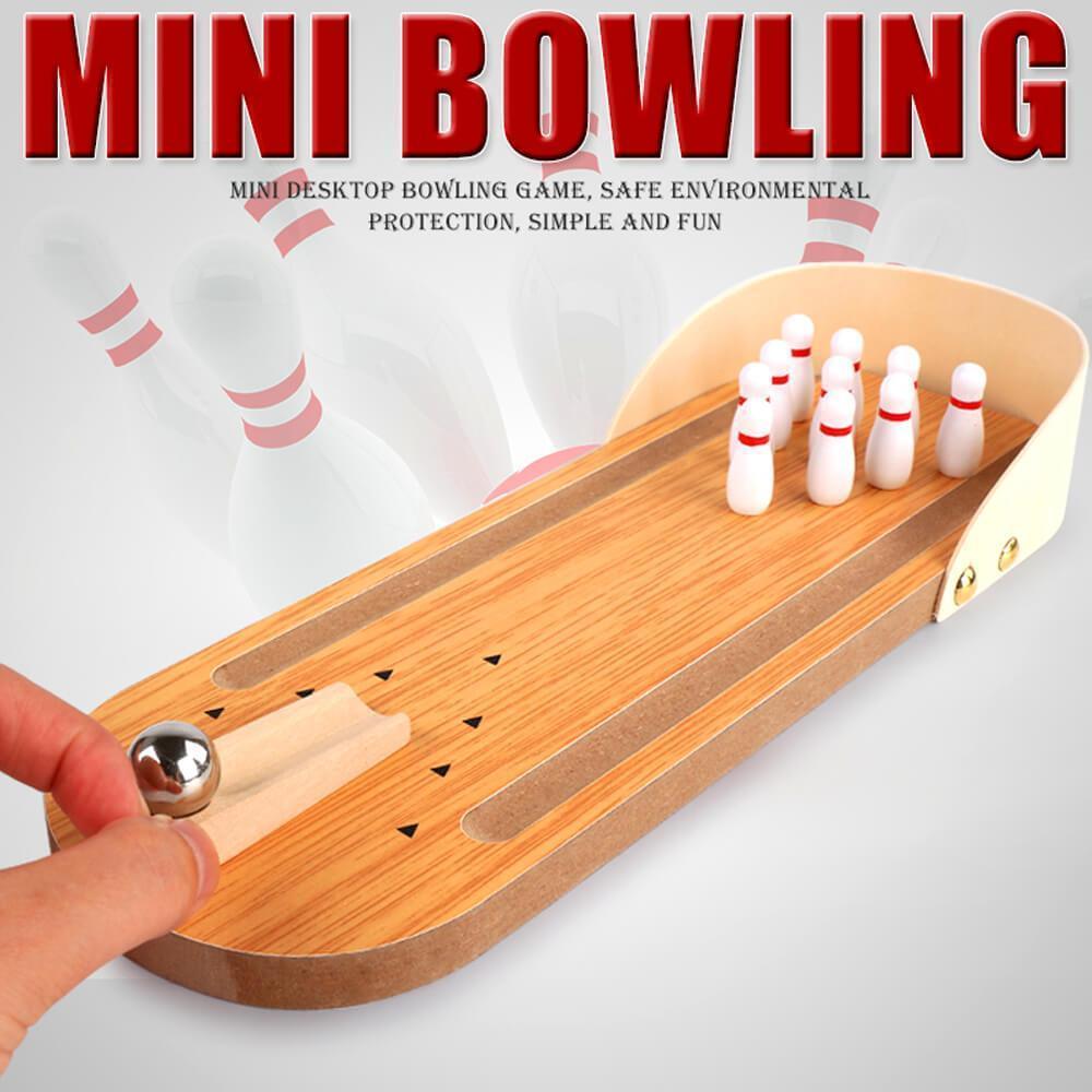 Mini Bowl - Wooden Mini Bowling Game Set for Indoors Compact and Fun