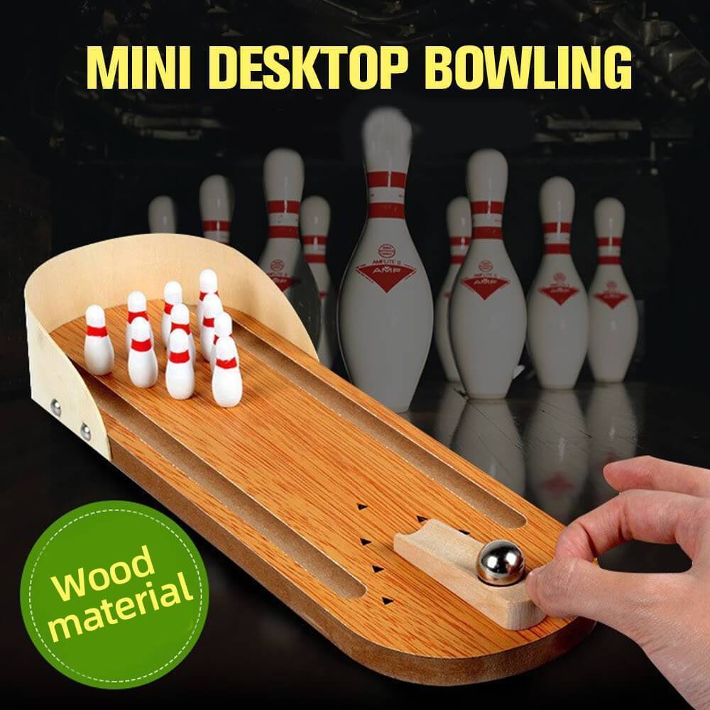Mini Bowl - Wooden Mini Bowling Game Set for Indoors Compact and Fun