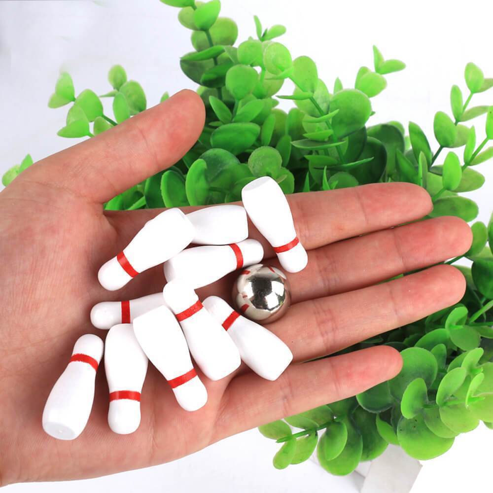 Mini Bowl - Wooden Mini Bowling Game Set for Indoors Compact and Fun