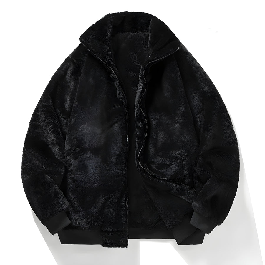 Nevin – Retro Bomber Jacket in Faux Fur