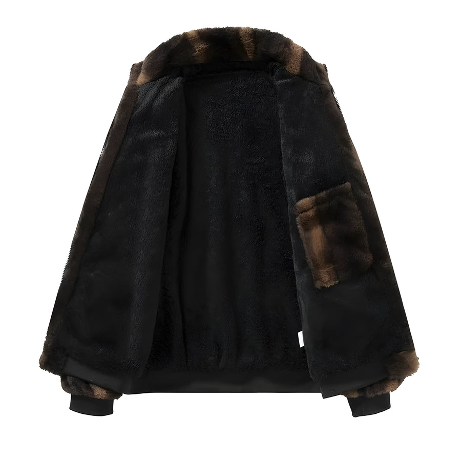 Nevin – Retro Bomber Jacket in Faux Fur