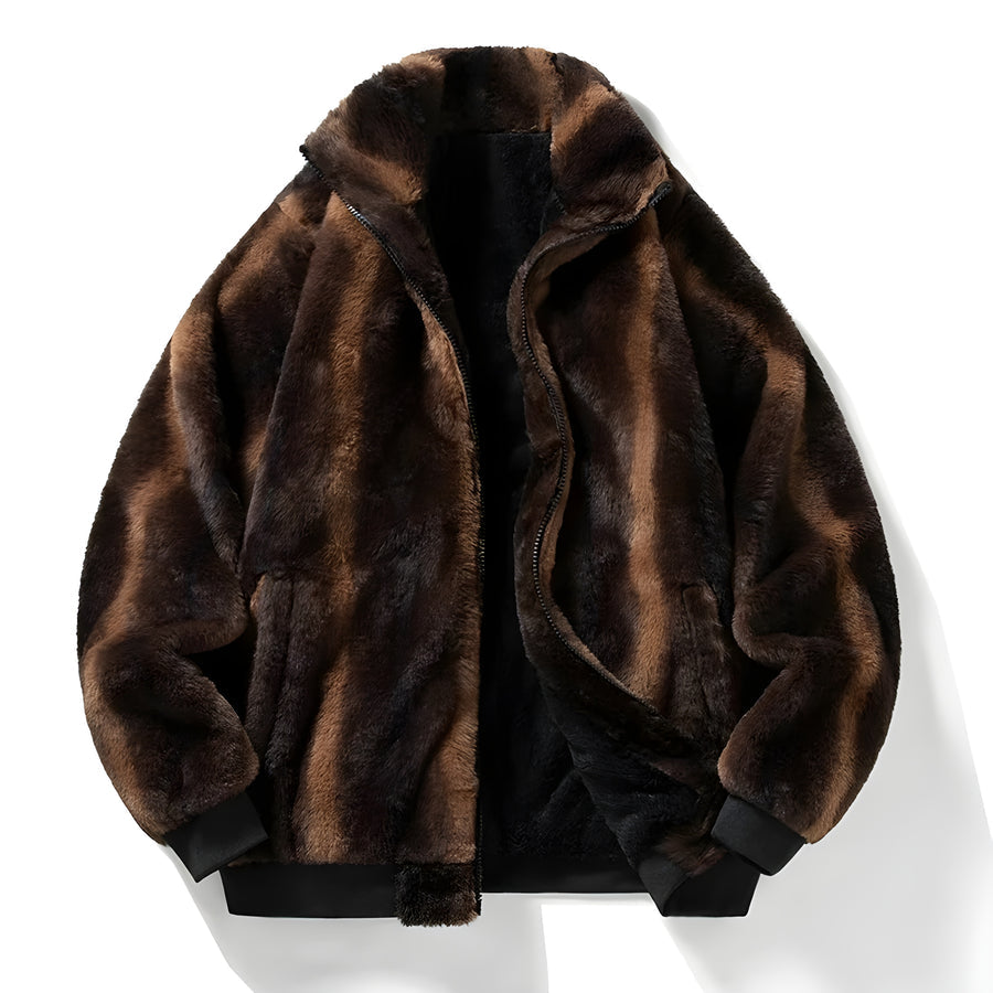 Nevin – Retro Bomber Jacket in Faux Fur