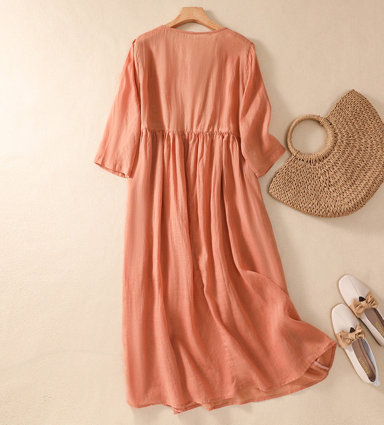 Niesha – Cotton and Linen Embroidered Dress