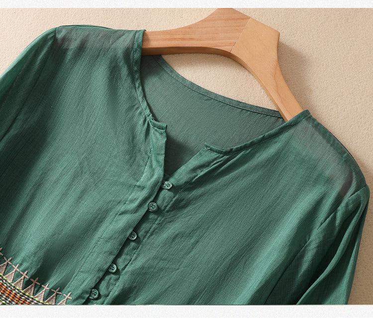 Niesha – Cotton and Linen Embroidered Dress