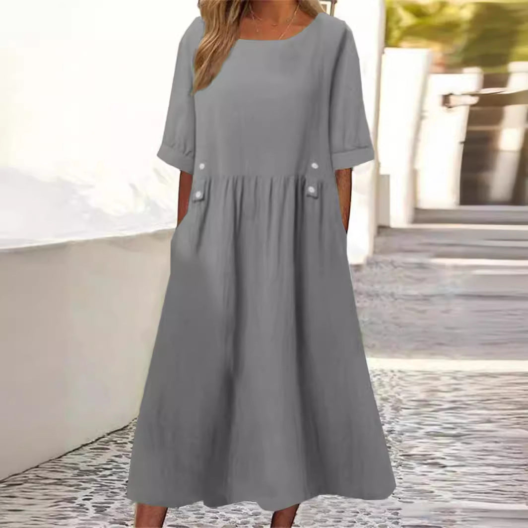 Norina – Summer Cotton and Linen Dress