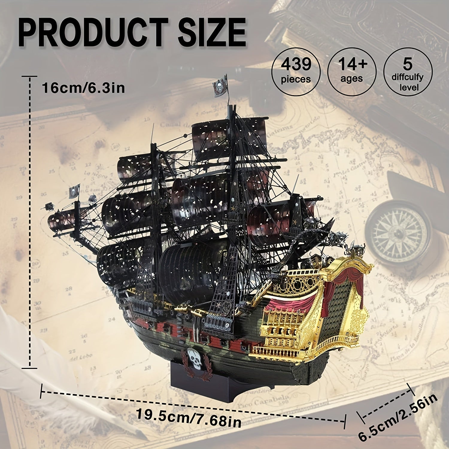 Pirate Puzzle - Metal 3D Puzzle Flying Pirate Ship for Adults