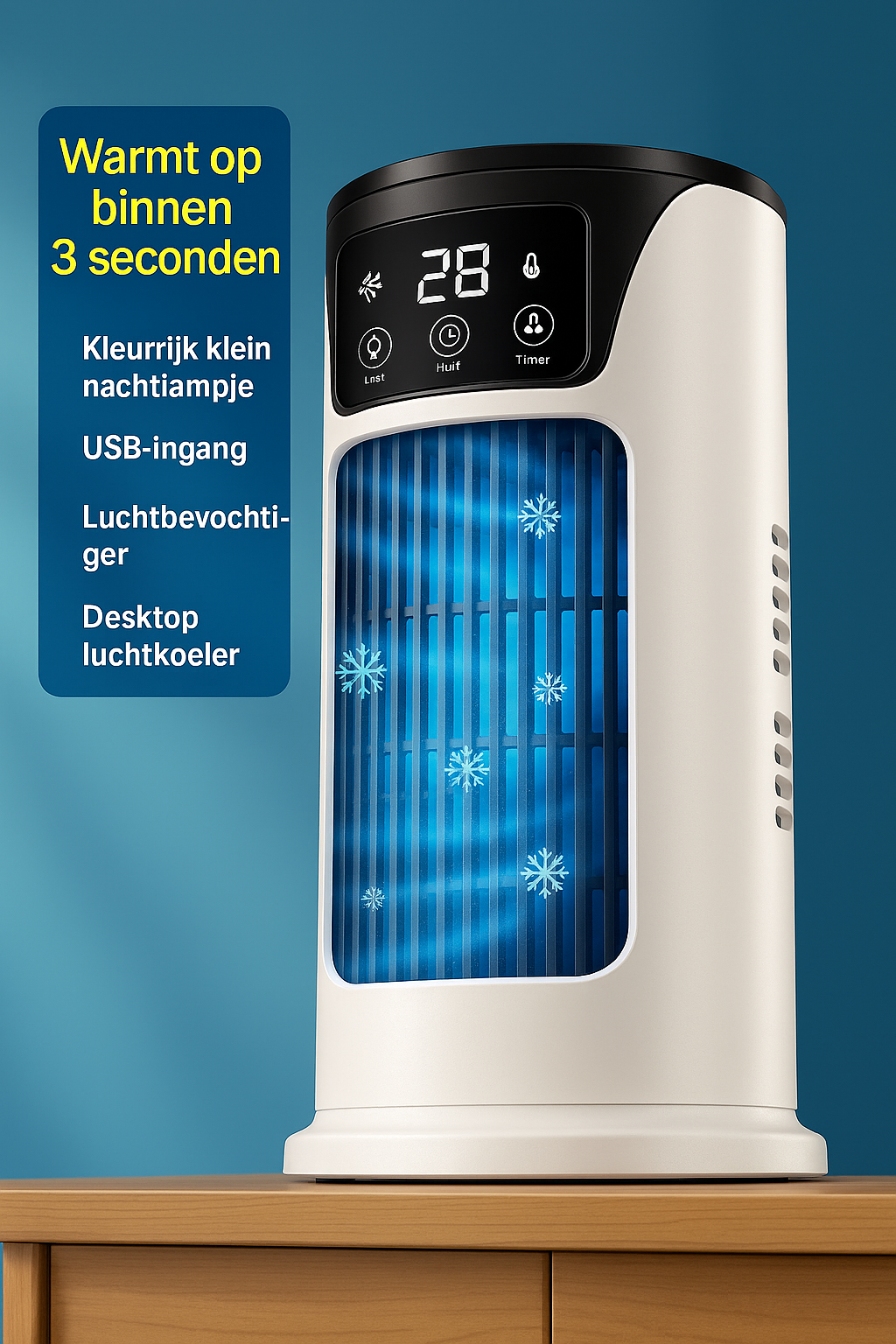 Portable 3-in-1 USB Air Conditioner with Humidifier and Ambient Lighting