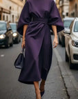 Rita - Elegant Dress with Lantern Sleeves and Belt