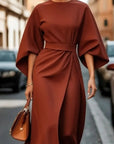 Rita - Elegant Dress with Lantern Sleeves and Belt