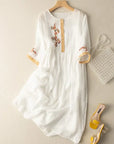 Ruth - Embroidered Dress Made of Cotton and Linen