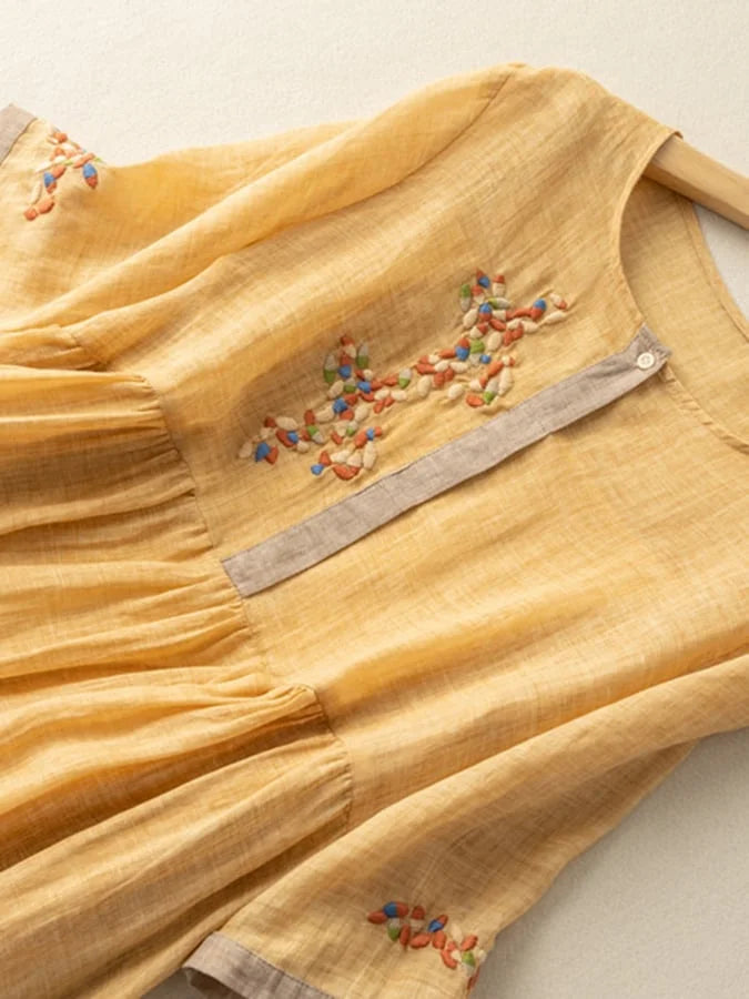 Ruth - Embroidered Dress Made of Cotton and Linen