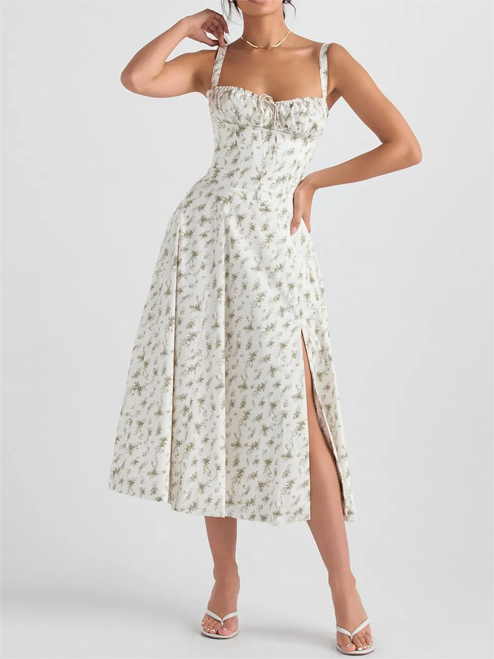 Sabrina - Floral Bustier Midriff Waist Shaper Dress