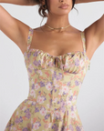 Sabrina - Floral Bustier Midriff Waist Shaper Dress