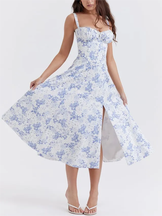 Sabrina - Floral Bustier Midriff Waist Shaper Dress