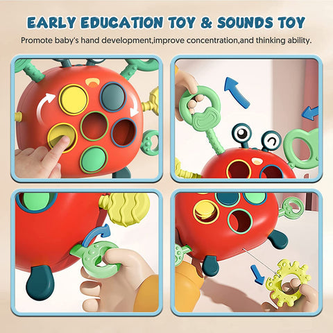 Silicone Crab Pull Toy - The Perfect Travel Companion for Babies