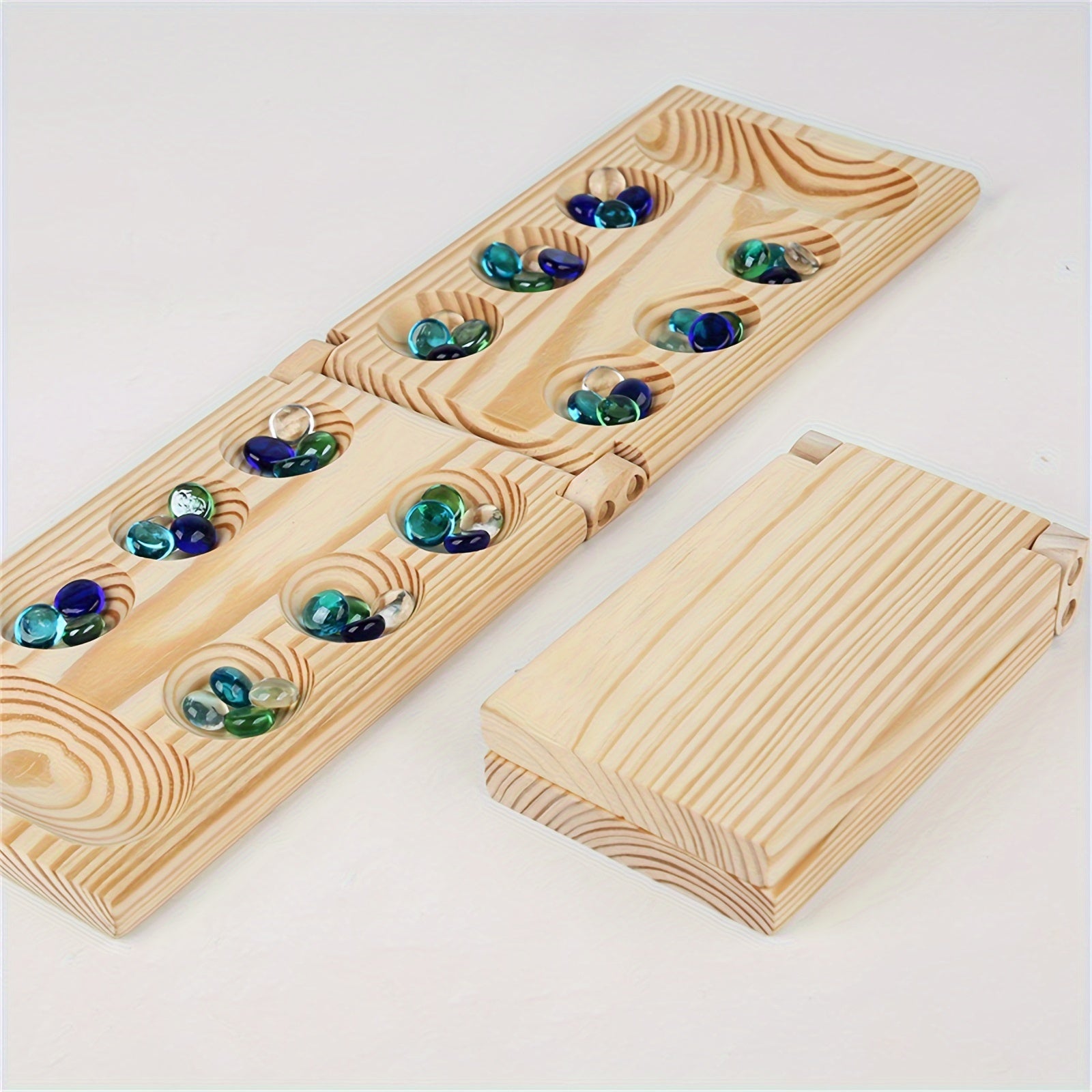 SpeelGem - Mancala Board Game Set with Foldable Wooden Board