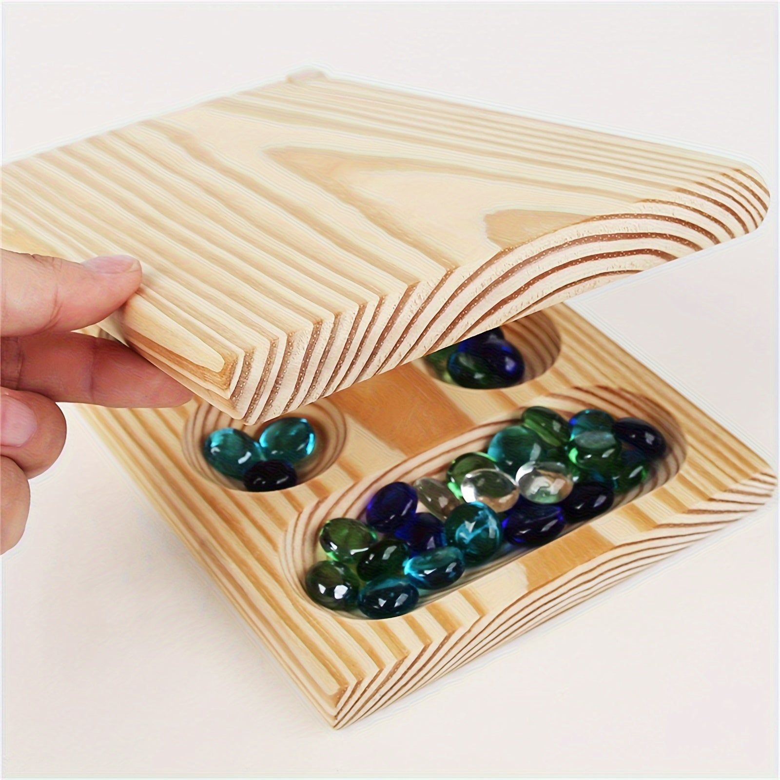 SpeelGem - Mancala Board Game Set with Foldable Wooden Board