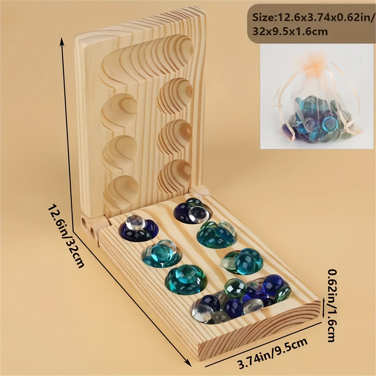 SpeelGem - Mancala Board Game Set with Foldable Wooden Board