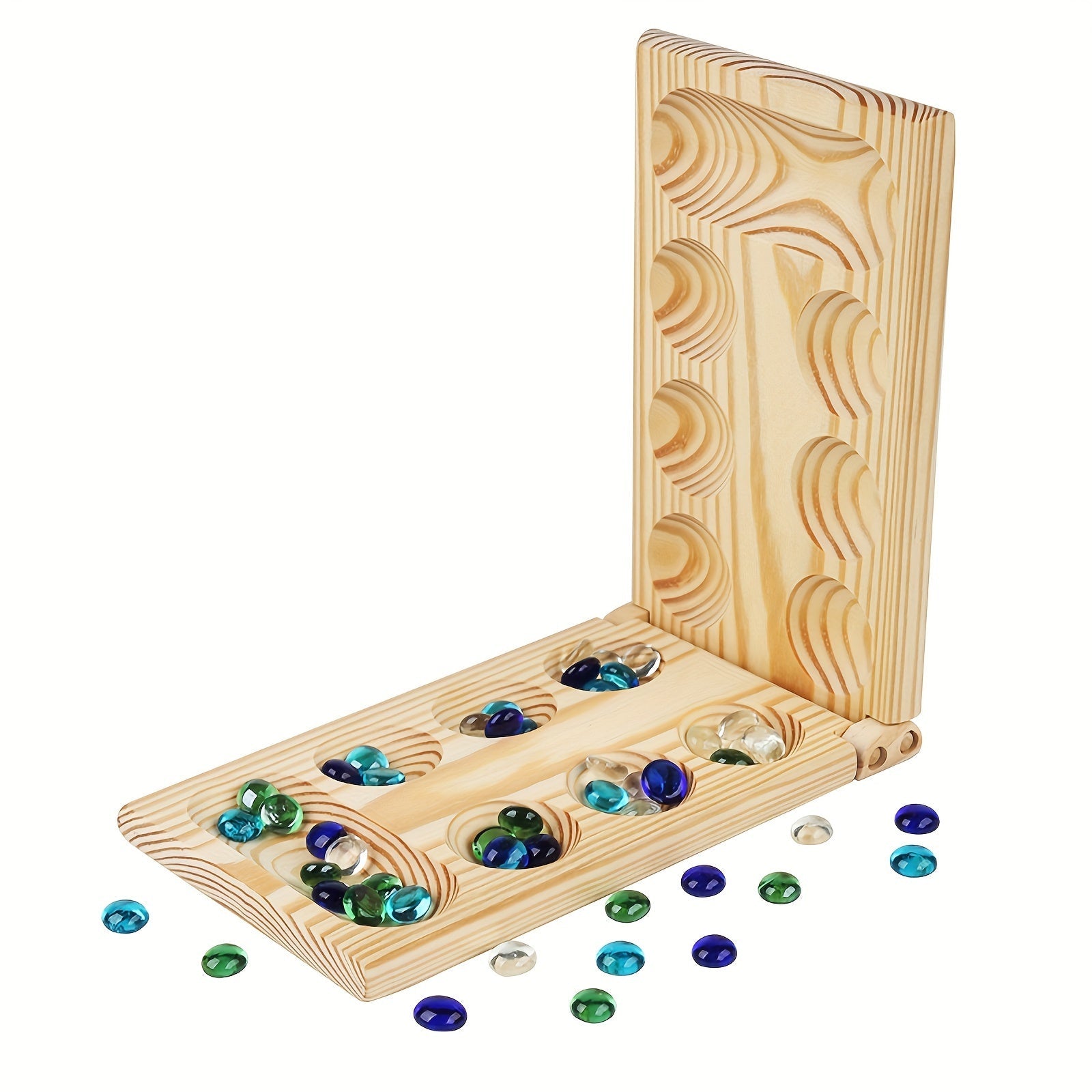 SpeelGem - Mancala Board Game Set with Foldable Wooden Board