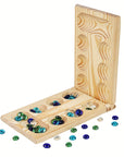 SpeelGem - Mancala Board Game Set with Foldable Wooden Board