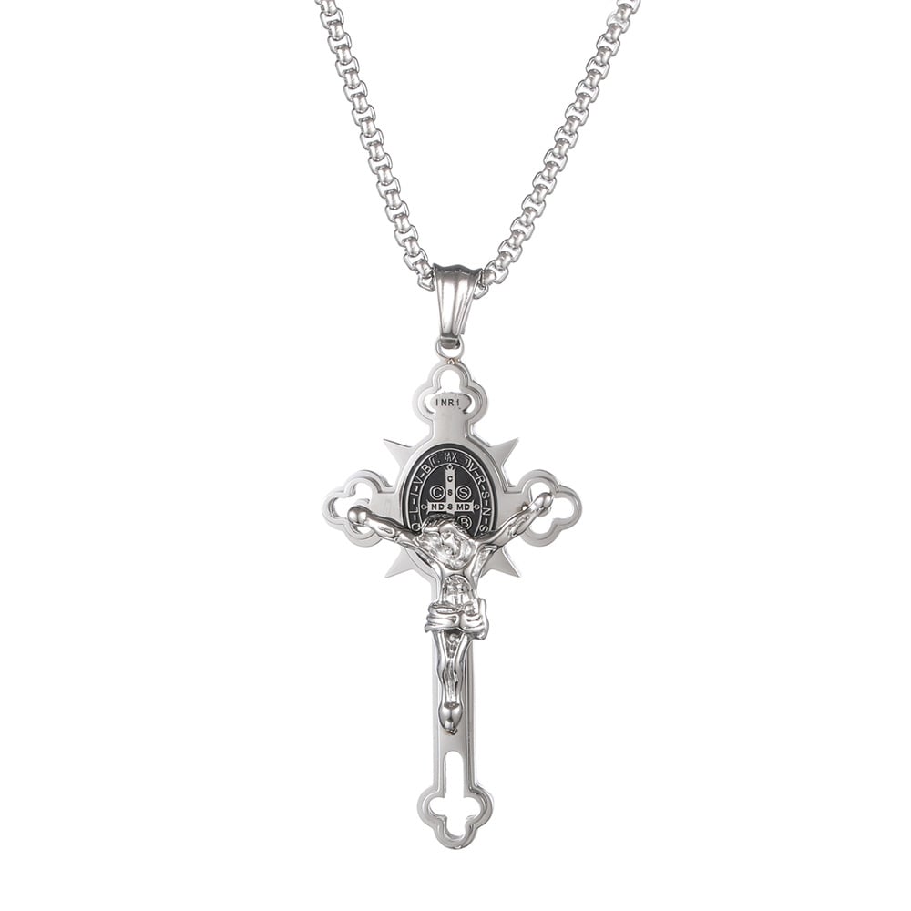 St. Benedict Protection Cross Power Pendant Necklace