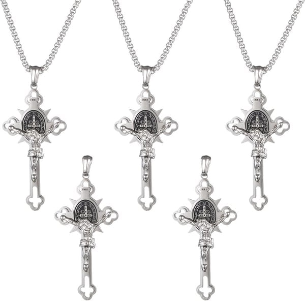 St. Benedict Protection Cross Power Pendant Necklace