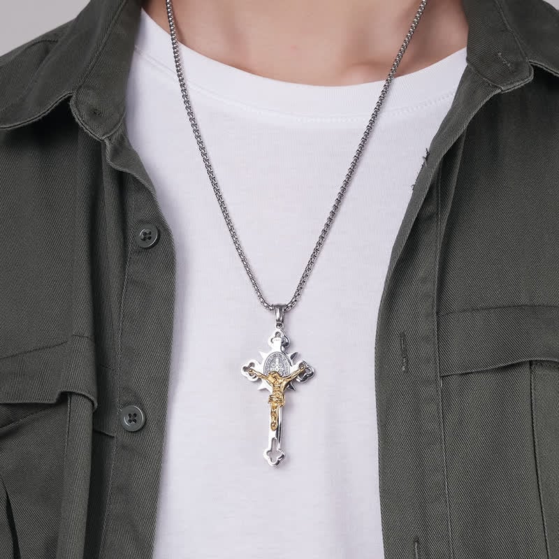 St. Benedict Protection Cross Power Pendant Necklace