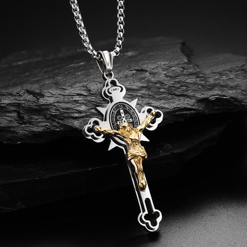 St. Benedict Protection Cross Power Pendant Necklace