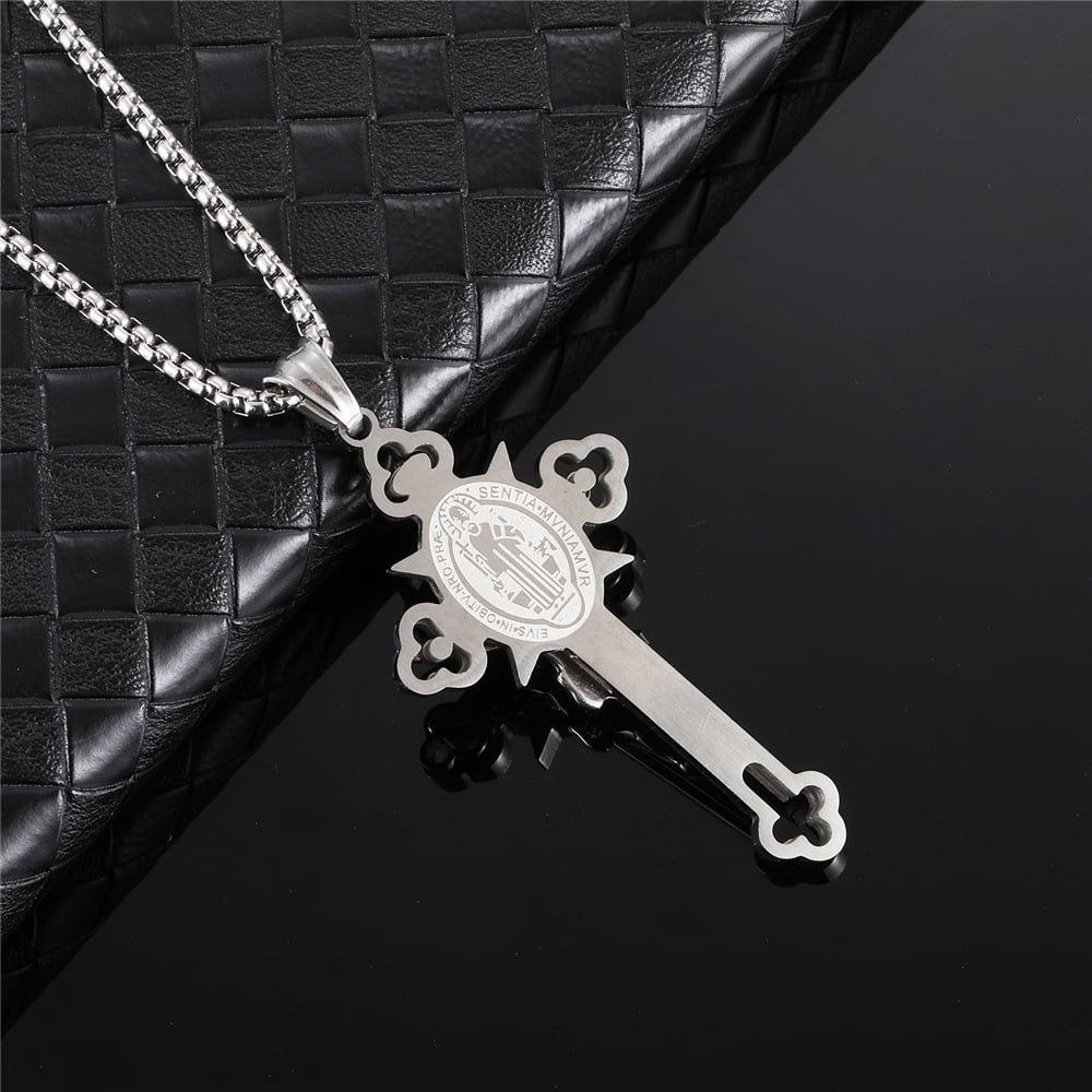 St. Benedict Protection Cross Power Pendant Necklace