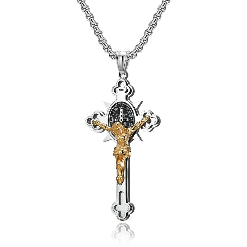 St. Benedict Protection Cross Power Pendant Necklace