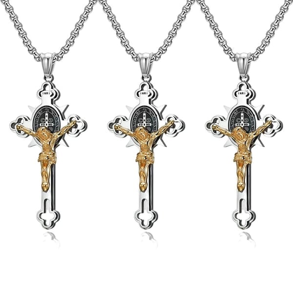 St. Benedict Protection Cross Power Pendant Necklace