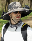 Stefan - Solar Fan Hat with Wide Brim, Solar and USB Charging Station for Fishing Hat