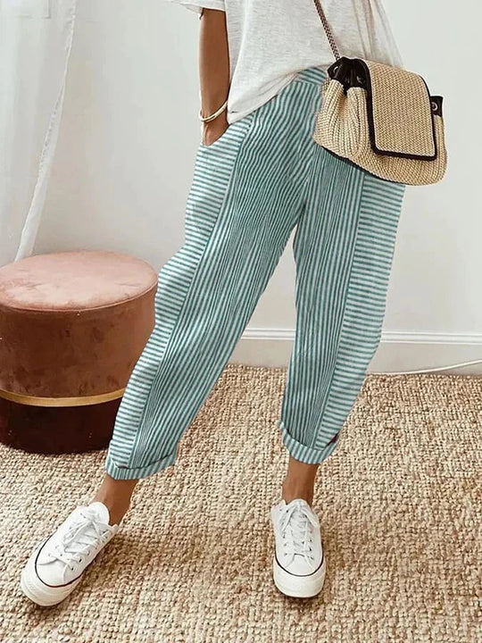 Stefana - Striped Cotton Trousers