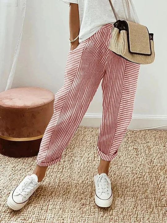 Stefana - Striped Cotton Trousers