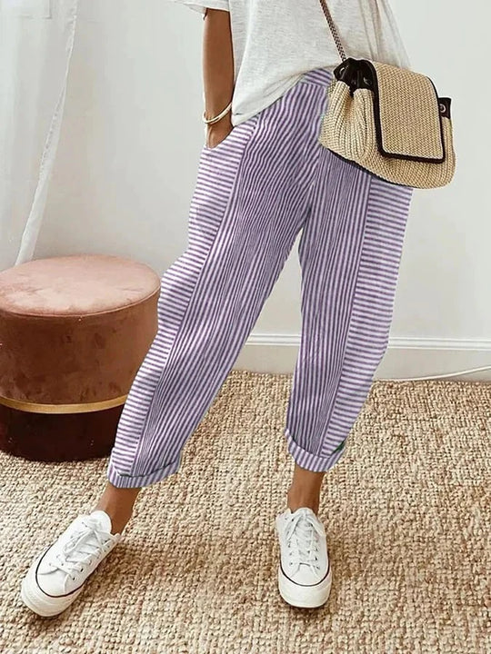 Stefana - Striped Cotton Trousers