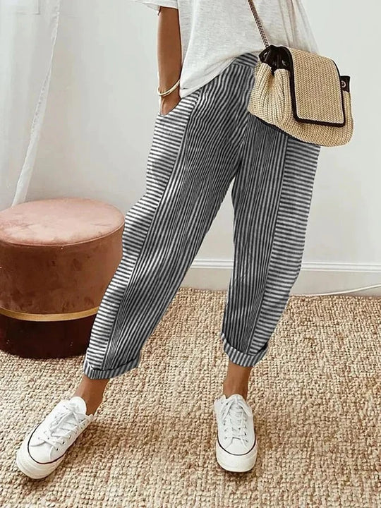 Stefana - Striped Cotton Trousers