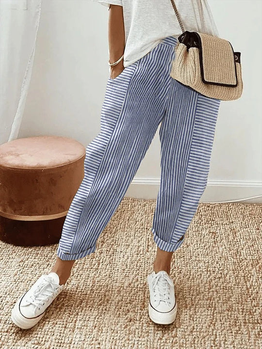 Stefana - Striped Cotton Trousers