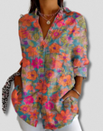Stefanee - Long-Sleeved Shirt with Floral Pattern