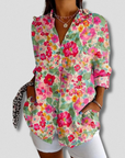 Stefanee - Long-Sleeved Shirt with Floral Pattern