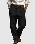 Straight Leisure Trousers for Men in Cotton and Linen - Adriano