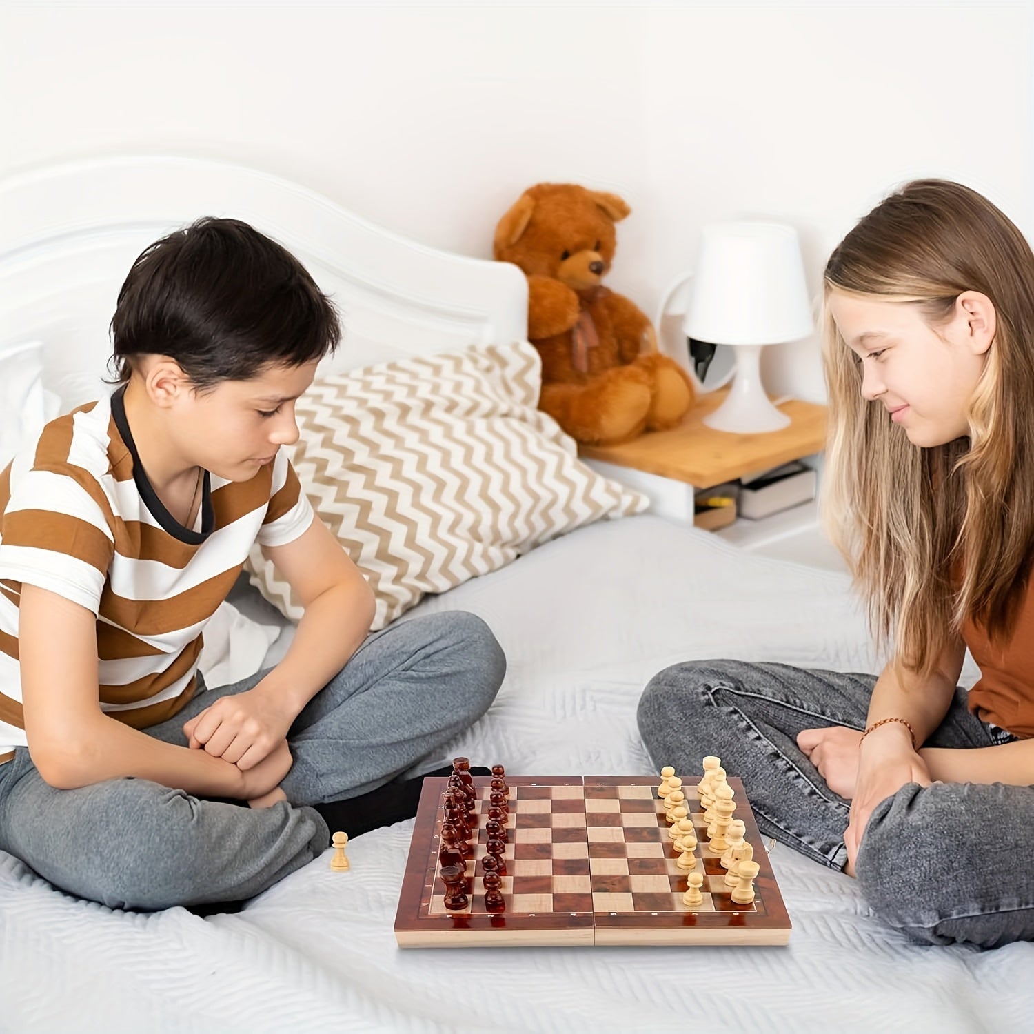 Strategic3in1 - Wooden Chess Set with Checkers and Backgammon