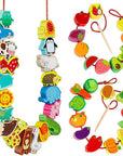 Stringing Animals, Fruits and Vegetables - Fun Toys for Motor Skills
