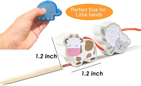 Stringing Animals, Fruits and Vegetables - Fun Toys for Motor Skills