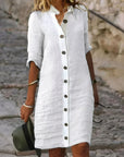Stylish Linen Dress for Women - With Button Closure
